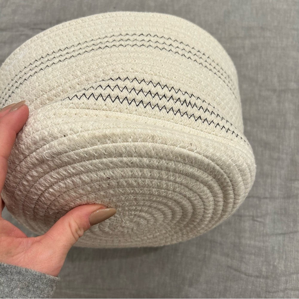 Cream and Black Woven Basket (2) - Picture 2 of 6